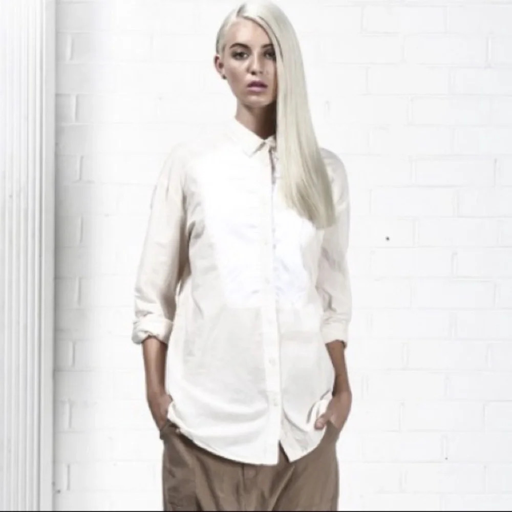 Free People One Teaspoon Button Down Shirt Crinkle Gauze Poplin Cotton White - Picture 6 of 16
